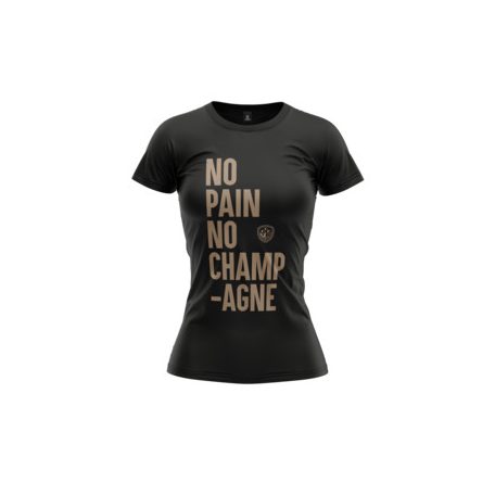 Fekete "No Pain No Champagne" Női Póló